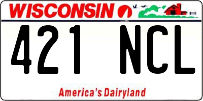 WI license plate 421NCL
