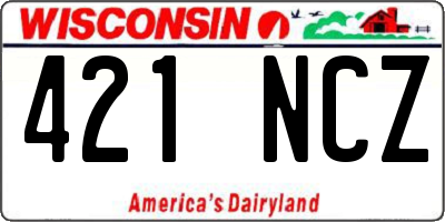 WI license plate 421NCZ