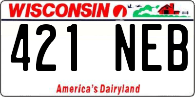 WI license plate 421NEB
