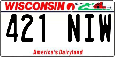 WI license plate 421NIW