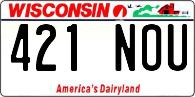WI license plate 421NOU