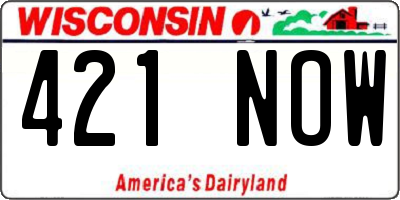 WI license plate 421NOW