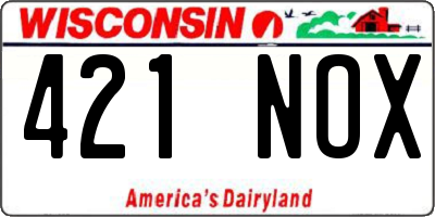 WI license plate 421NOX
