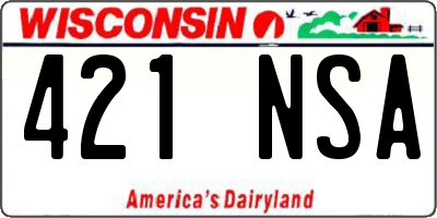 WI license plate 421NSA