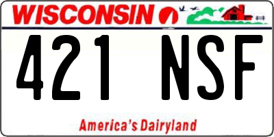 WI license plate 421NSF