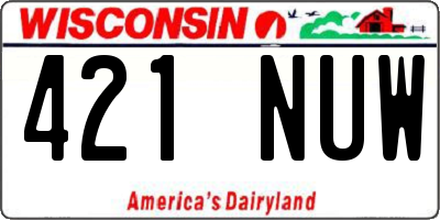 WI license plate 421NUW