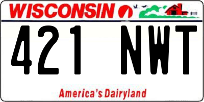 WI license plate 421NWT