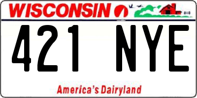 WI license plate 421NYE