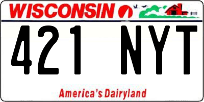 WI license plate 421NYT