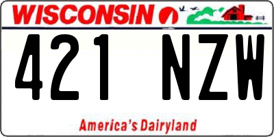 WI license plate 421NZW