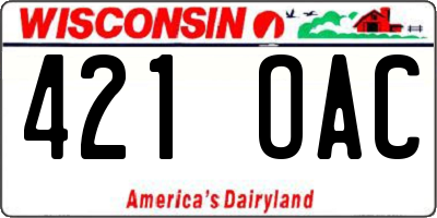 WI license plate 421OAC