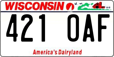 WI license plate 421OAF