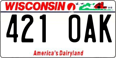 WI license plate 421OAK