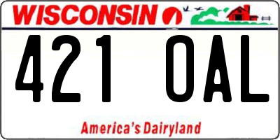 WI license plate 421OAL