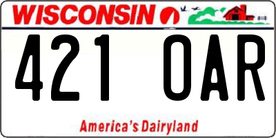 WI license plate 421OAR