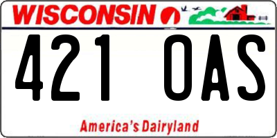 WI license plate 421OAS