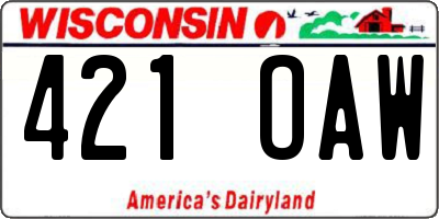 WI license plate 421OAW
