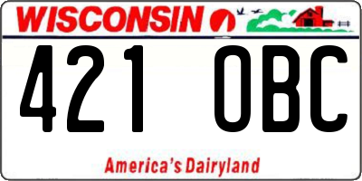 WI license plate 421OBC