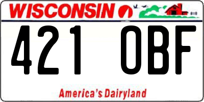 WI license plate 421OBF