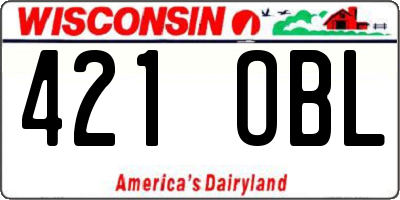 WI license plate 421OBL