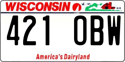 WI license plate 421OBW