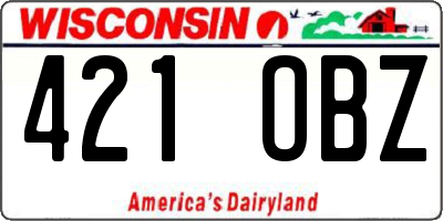 WI license plate 421OBZ