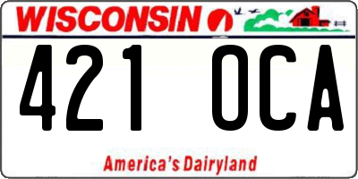 WI license plate 421OCA