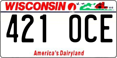 WI license plate 421OCE