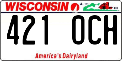 WI license plate 421OCH