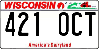 WI license plate 421OCT