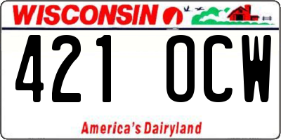 WI license plate 421OCW