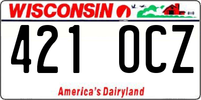 WI license plate 421OCZ
