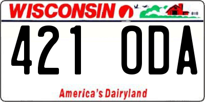 WI license plate 421ODA