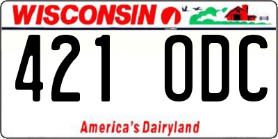 WI license plate 421ODC