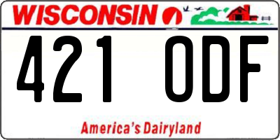 WI license plate 421ODF
