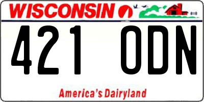 WI license plate 421ODN