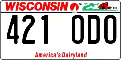 WI license plate 421ODO