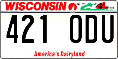WI license plate 421ODU