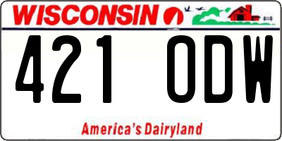 WI license plate 421ODW