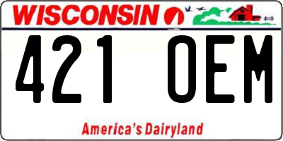 WI license plate 421OEM