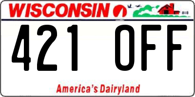 WI license plate 421OFF