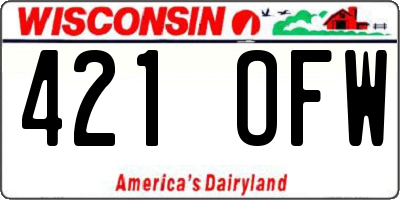 WI license plate 421OFW