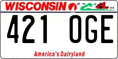 WI license plate 421OGE