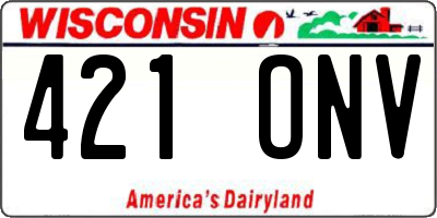 WI license plate 421ONV