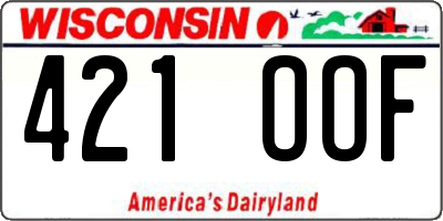 WI license plate 421OOF