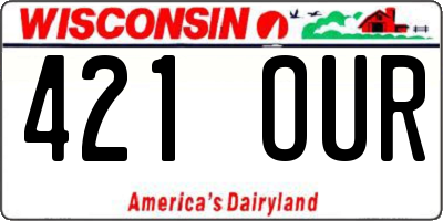 WI license plate 421OUR