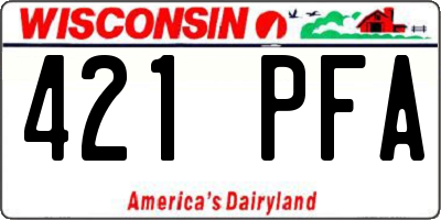 WI license plate 421PFA