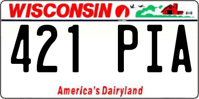 WI license plate 421PIA