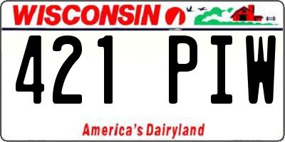WI license plate 421PIW