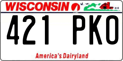 WI license plate 421PKO
